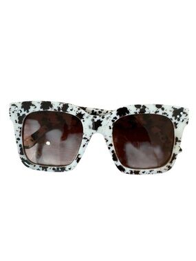 Free People White and Black Speckled Square Sunglasses
